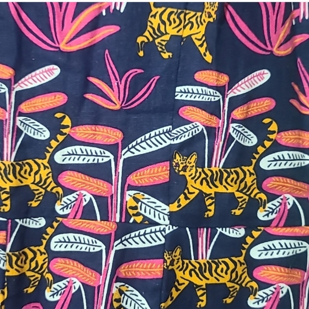 Modcloth Bold Nation Tiger Jungle Print Wide Leg Crop Jumpsuit Pockets Large - Picture 3 of 10